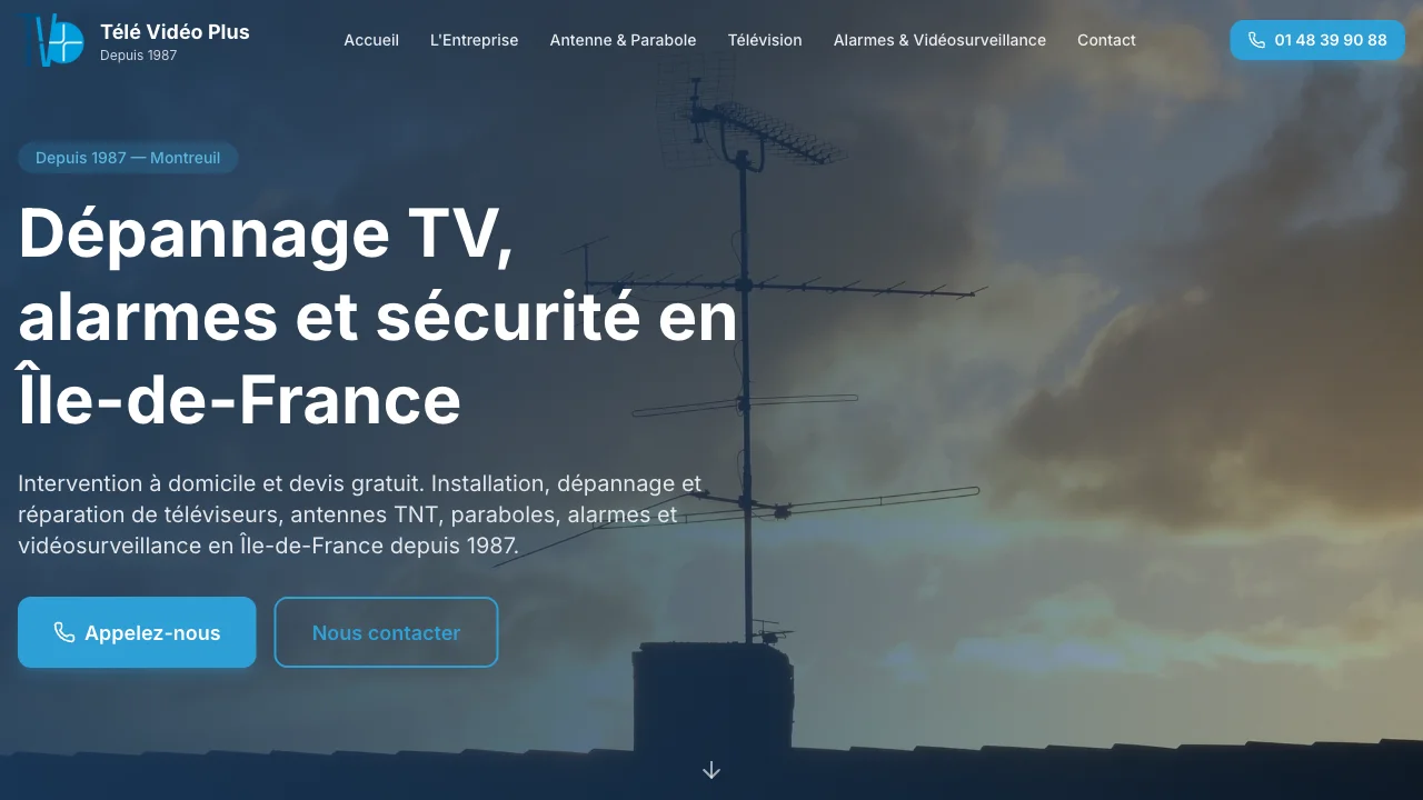 Site web réalisé par KreaRise pour Dépannage Télé Vidéo Plus (Montreuil)